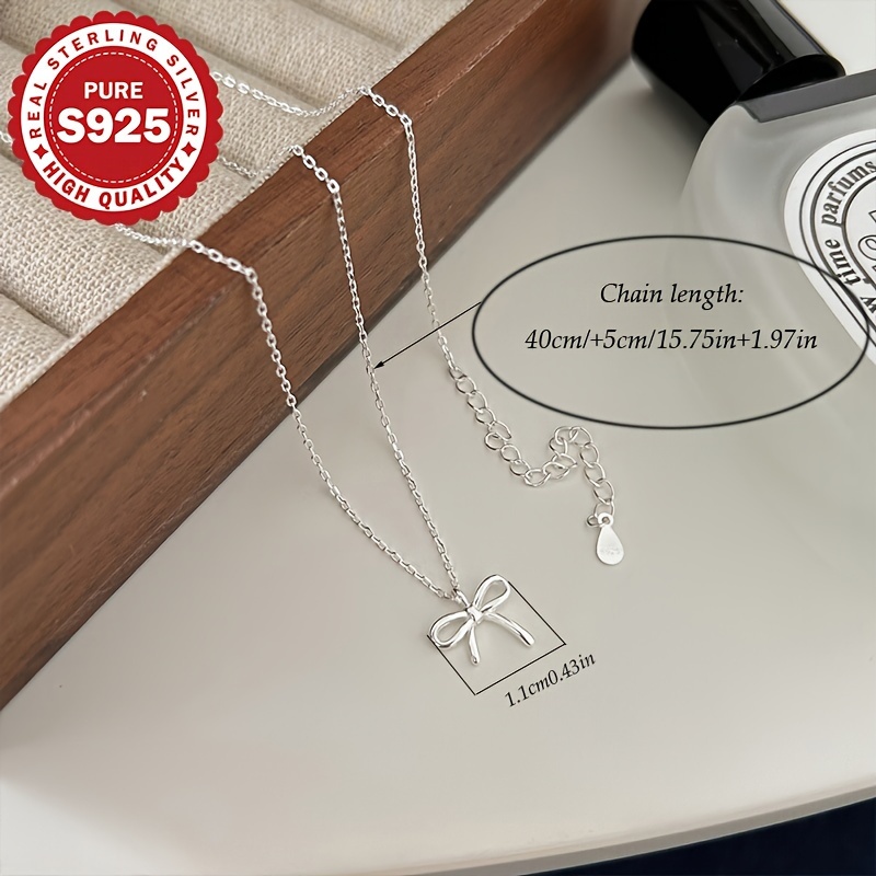 925 Sterling Silver Bow Necklace - Everyday Wear